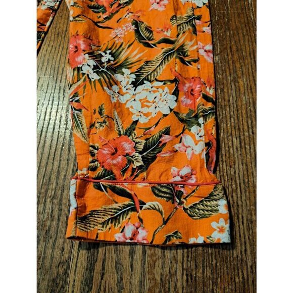 Large/XL Elastic Drawstring Waist Tropical Hawaiian Ankle Capri Loungewear Pants - Picture 2 of 4